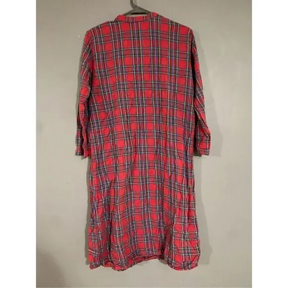 Moon Beams Red Plaid Cotton Long Sleeve Nightgown Dress Size Medium - Picture 6 of 6